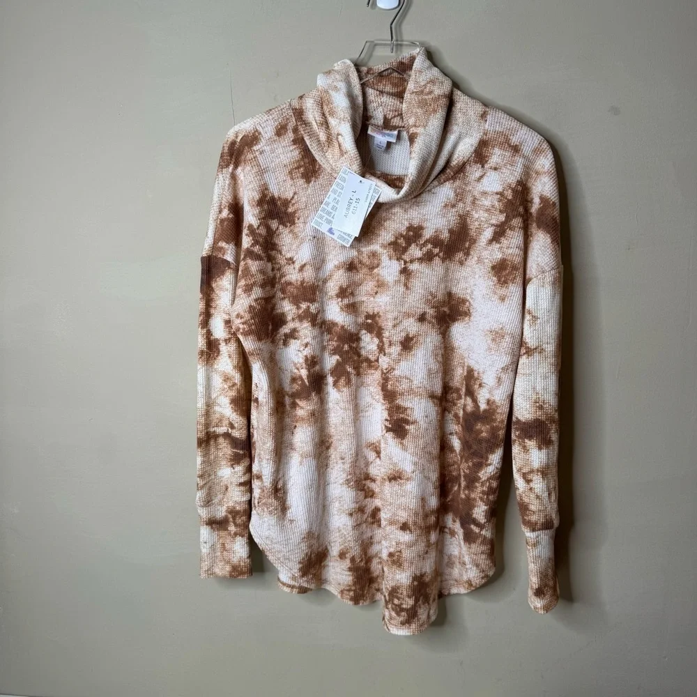 Lularoe Tie Dye Aubrey Soft Cowl Neck Fall Top 3X Shirttail Hem NEW! Size L
